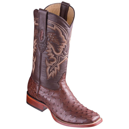 Los Altos Boots Mens #8220359 Wide Square Toe | Genuine Ostrich Leather Boots | Color Tobacco image 0
