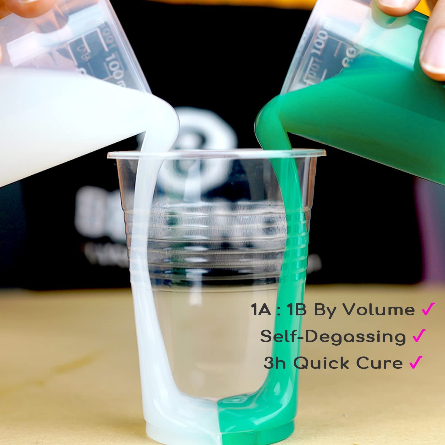 BBDINO Super Elastic Silicone Mold Making Kit, Mold Making Silicone Rubber N.W. 21.16 oz, Liquid Silicone Rubber Mold Making, Ideal for Casting 3D Silicone Molds| Food Molds 1:1 by Volume, Jade Green image 3