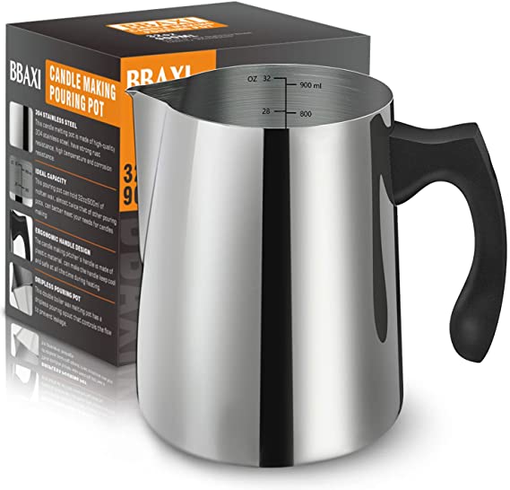 Candle Making Pouring Pot, 32oz Double Boiler Wax Melting Pot, 304 Stainless Steel Candle Making Pitcher with Heat-Resistant Handle and Dripless Pouring Spout Design image 0