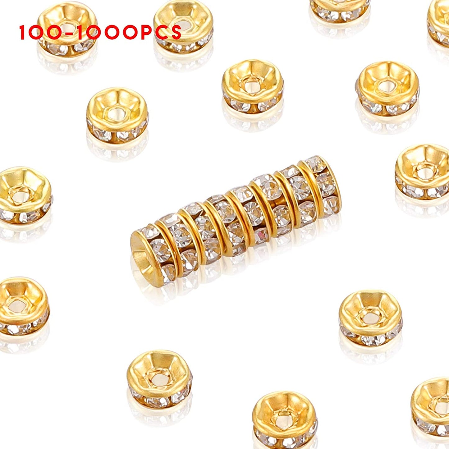 1600 Piece Flat Assorted Rondelle Spacer Beads Set Include 600 Piece Flower Spacer Beads 200 Piece Crystal Spacer Beads Loose Round Beads 400 Piece Disk Spacer Beads and 400 Piece Faceted Flat Beads image 3