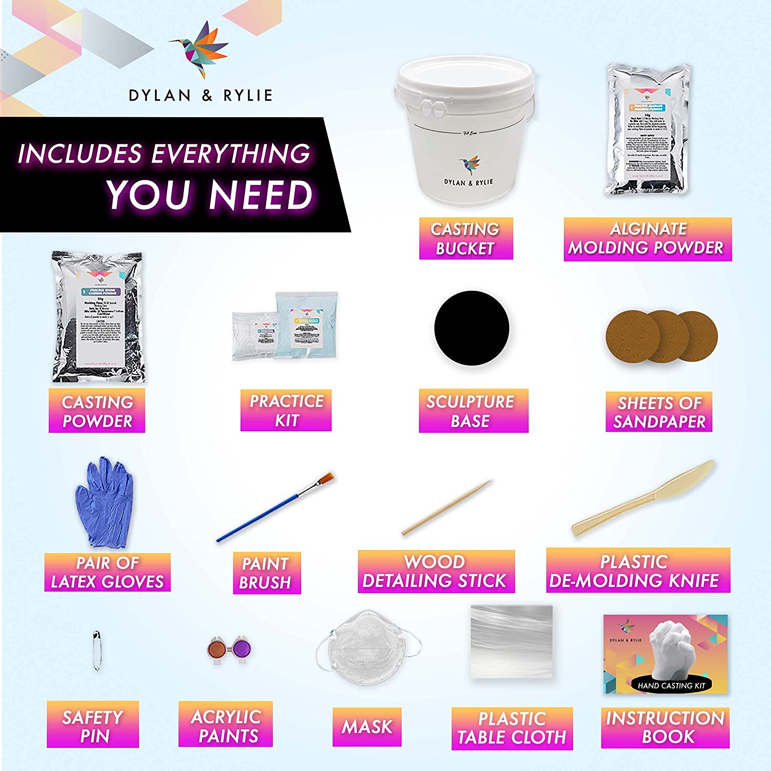 Hand Casting Kit Couples - Plaster Hand Mold Casting Kit, DIY Kits for Adults and Kids, Wedding Gifts for Couple, Hand Mold Kit Couples Gifts for Her, Birthday Gifts for Mom image 1