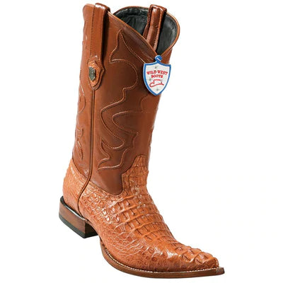 WILD WEST BOOTS #2950203 MEN'S | COLOR COGNAC | MEN'S WILD WEST CAIMAN HORNBACK 3X TOE BOOTS HANDCRAFTED image 0