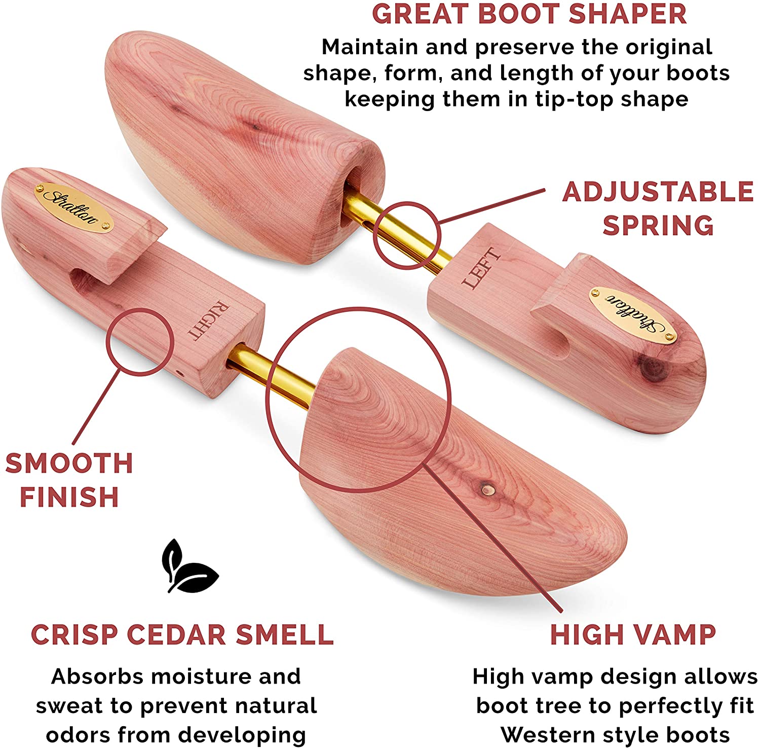 Stratton Cedar Western Cowboy Style Boot Tree For Men | Aromatic Red Cedar | Great Gift For Men! image 2