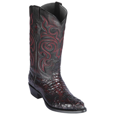 LOS ALTOS BOOTS MENS #990218 J TOE | GENUINE CAIMAN HORNACK BOOTS | COLOR BLACK CHERRY image 0