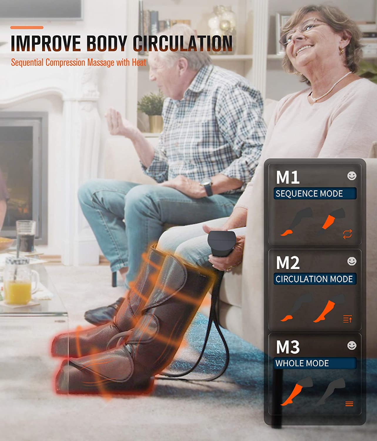 FIT KING Leg and Foot Massager with Heat, Foot and Calf Massager for Circulation and Pain Relief with 3 Modes 3 Intensities and Optional 2 Heating Levels FT-057A image 2