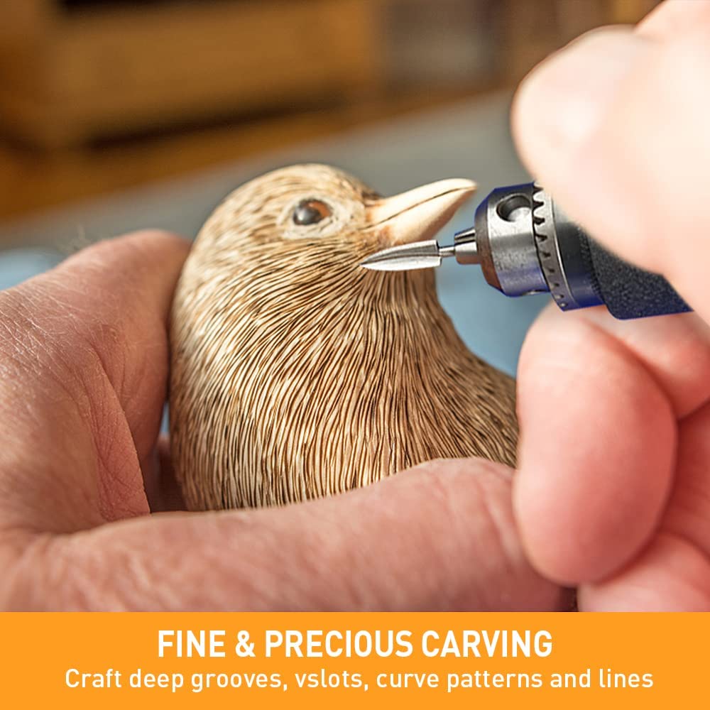 Wood Carving Tools, 5 PCS HSS Engraving Drill Bit Set Wood Crafts Grinding Woodworking Tool 1/8” Shank Universal Fitment for Rotary Tools image 3