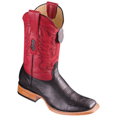 LOS ALTOS BOOTS MENS #8279705 WIDE SQUARE TOE | GENUINE SMOOTH OSTRICH LEATHER BOOTS | COLOR BLACK image 0