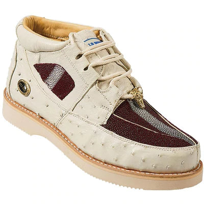 WILD WEST BOOTS #2ZA106006 MEN'S | COLOR BURGUNDY | MEN'S WILD WEST STINGRAY WITH OSTRICH CASUAL SHOES HANDCRAFTED image 0