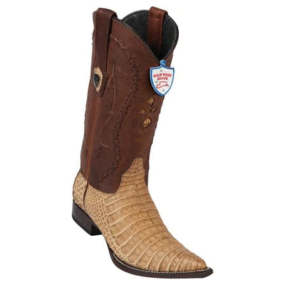 WILD WEST BOOTS #295G8251 MEN'S | COLOR SANDED HONEY | MEN'S WILD WEST CAIMAN BELLY 3X TOE BOOTS HANDCRAFTED image 0