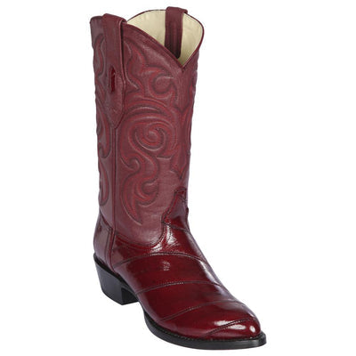 LOS ALTOS BOOTS MENS #600806 MEDIUM ROUND TOE | GENUINE EEL SKIN LEATHER BOOTS | COLOR BURGUNDY image 0