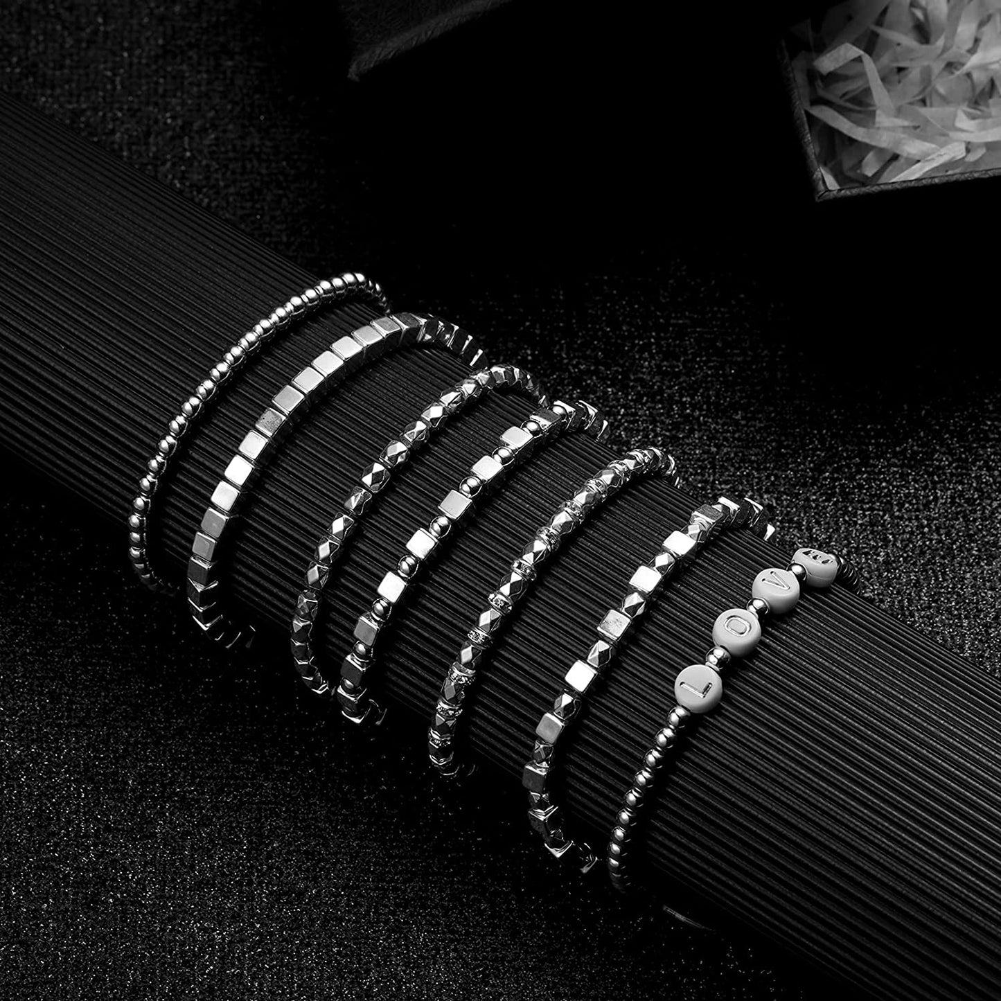 3240 Pieces DIY Assorted Plated Spacer Beads with Hole, Including Square Spacer Beads, Multifaceted Beads, Round Ball Spacer Beads and Crystal Rhinestone Spacer Beads for Jewelry Crafts (Silver) image 2