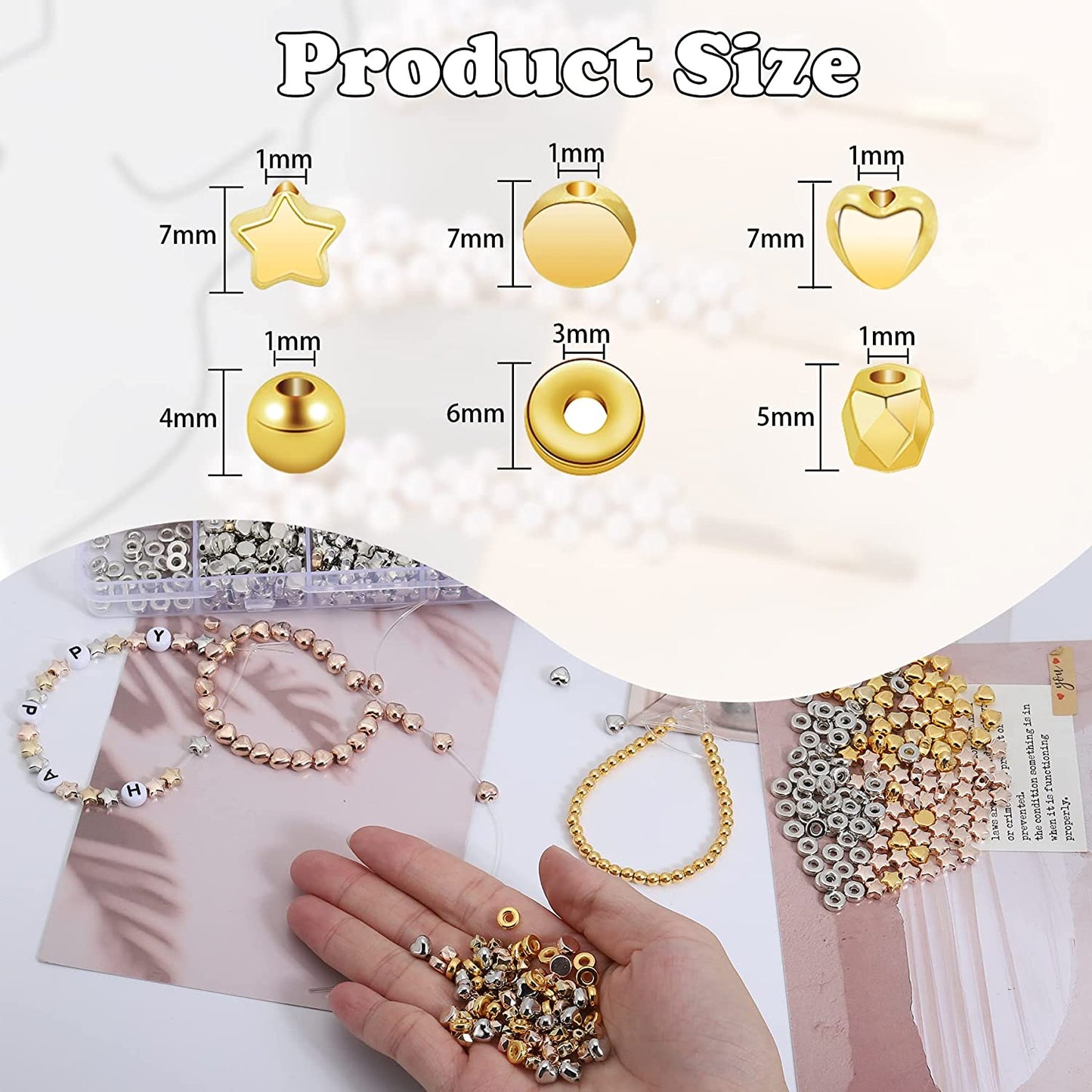 1700 Pieces 8 Styles Spacer Beads Assorted Beads Set Tibetan Flat Round Corrugated Pumpkin Bicone Disc Polygon Faceted Flower Rondelle Loose Beads for Bracelet Necklace Earring Jewelry Making image 1
