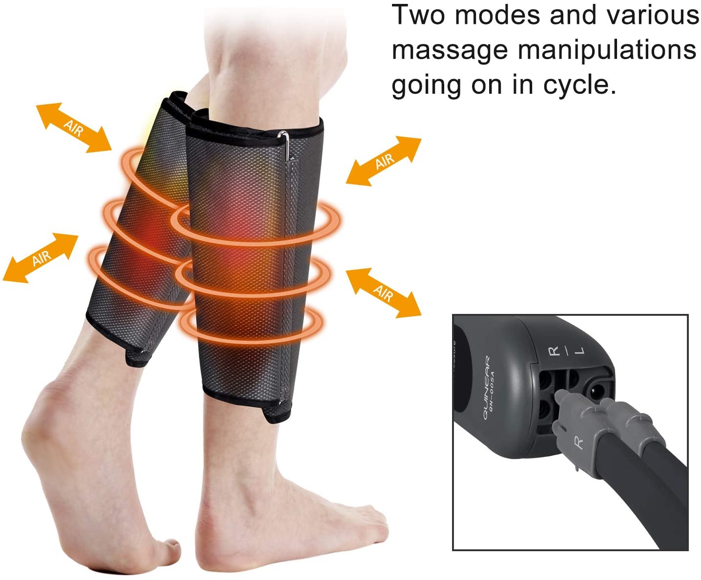 QUINEAR Air Compression Leg Massager for Circulation Calf Wraps Massage for Muscle Relaxation with Handheld Controller 2 Modes 3 Intensities image 2