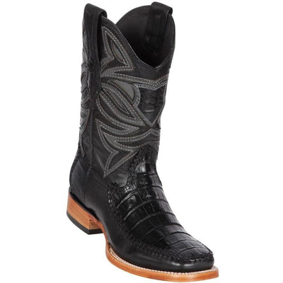LOS ALTOS BOOTS MENS #82F8205 WIDE SQUARE TOE | GENUINE CAIMAN BELLY &amp; DEER BOOTS | COLOR BLACK image 0