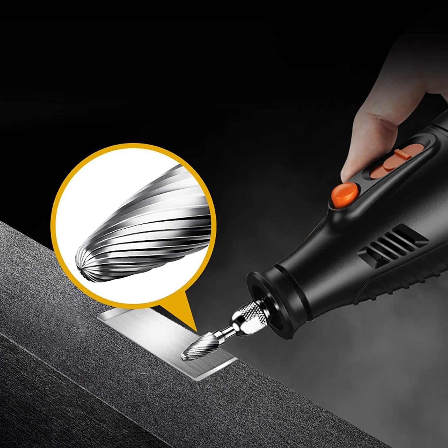 Rotary Burr Set, 10pcs Tungsten Carbide Rotary Burrs Set Double Cut Points Files Grinder Fit Rotary Tool for Engraving Wood Working Carving Polishing and Drilling, 1/8" Bit Shank 1/4” Head Size image 2