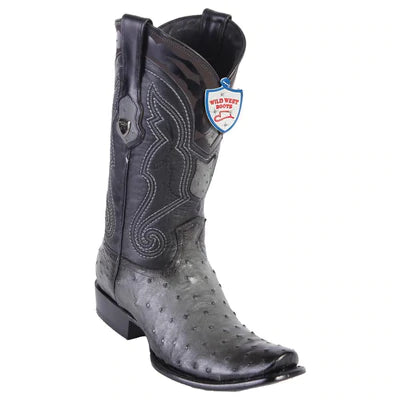 WEST BOOTS #2790338 MEN'S | COLOR FADED GRAY | MEN'S WILD WEST FULL QUILL OSTRICH BOOTS DUBAI TOE HANDCRAFTED image 0