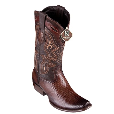 MEN'S KING EXOTIC TEJU LIZARD BOOTS DUBAI TOE HANDCRAFTED FADED BROWN (4790716) image 0