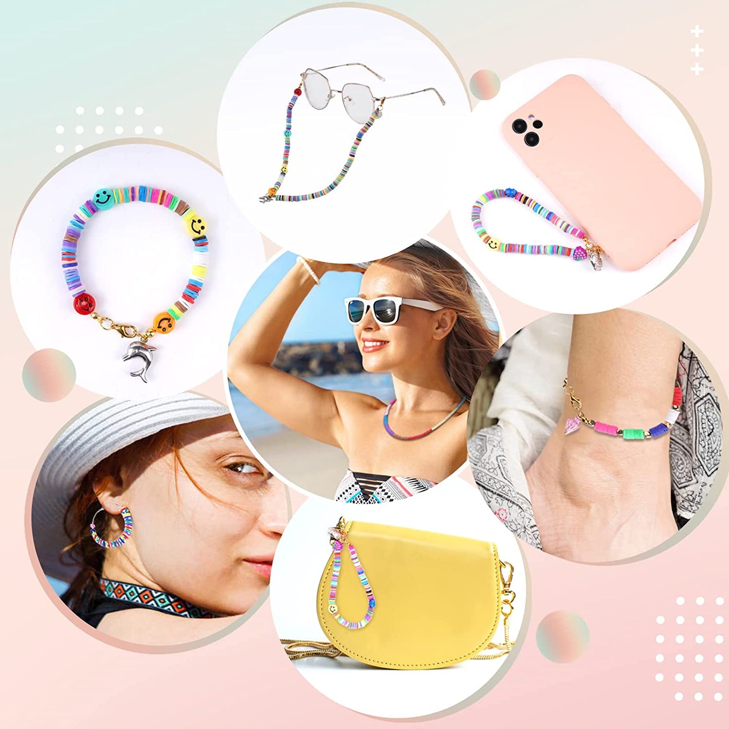 FZIIVQU 6100 Pcs Clay Beads Bracelet Making Kit 24 Colors Flat Clay Beads Set Preppy Bracelet Kit Lnclude Polymer Clay Heishi Bead UV Letter Beads for Jewelry Earrings Making image 3