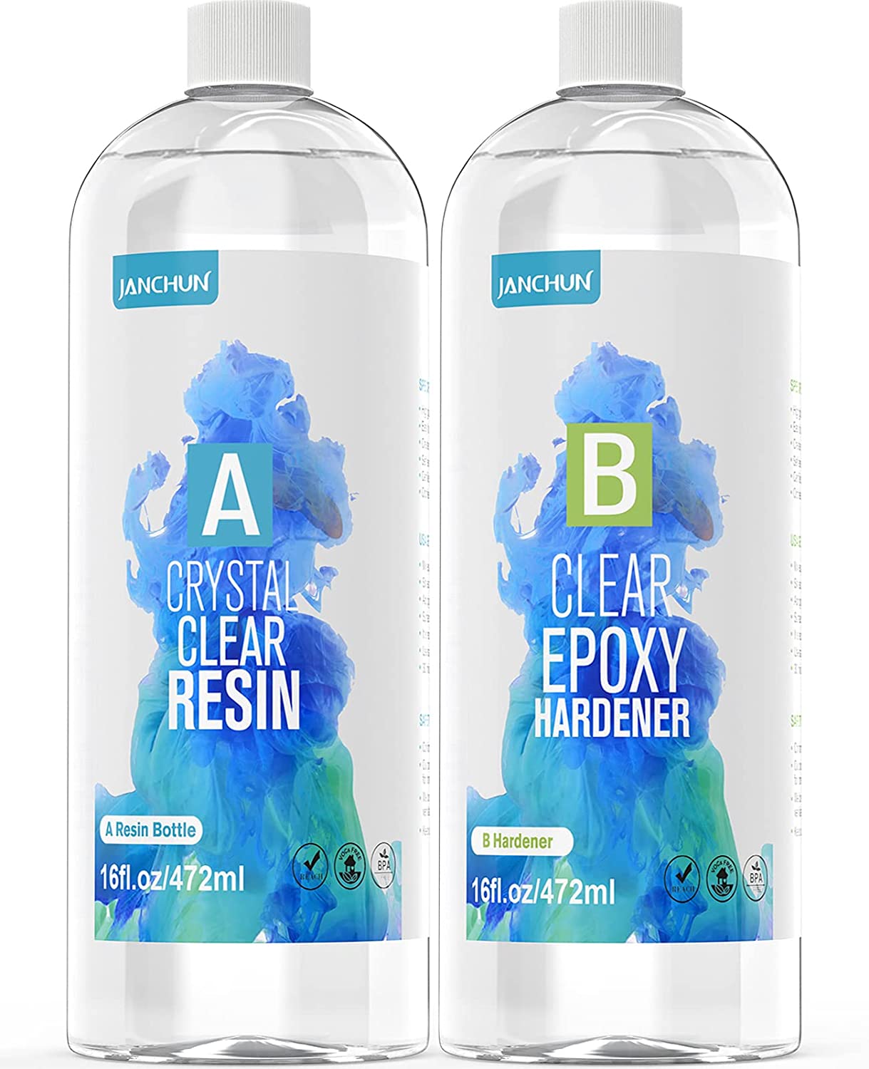 32oz Crystal Clear Epoxy Resin Kit Casting and Coating for River Table Tops, Art Casting Resin,Jewelry Projects, DIY,Tumbler Crafts, Molds, Art Painting, Easy Mix 1:1 Ratio image 0