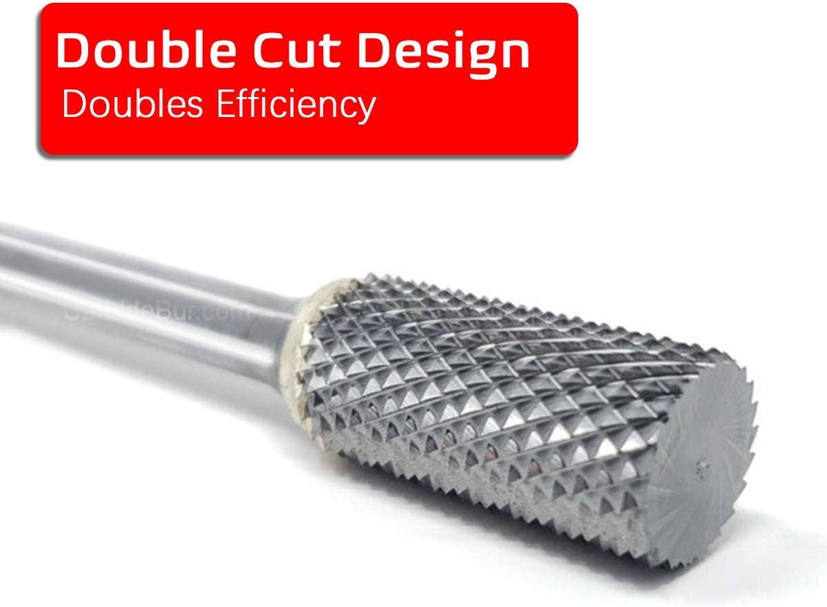 Rokrou Carbide Double Cut Carving Bits for Dremel Rotary Tool 10 Pcs 1/8' Shank 1/4' Head Length Tungsten Steel for Woodworking Metal Engraving New image 4