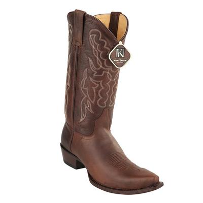 MEN'S KING EXOTIC SNIP TOE GRISLY LEATHER BOOTS HANDMADE BROWN (4942707) image 0