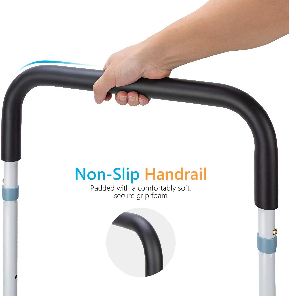 OasisSpace Bed Rail for Seniors, Medical Adjustable Bed Assist Rail Handle and Fall Prevention Safety Hand Guard Grab Bar for Elderly, Handicap - Fit King, Queen, Full, Twin image 4