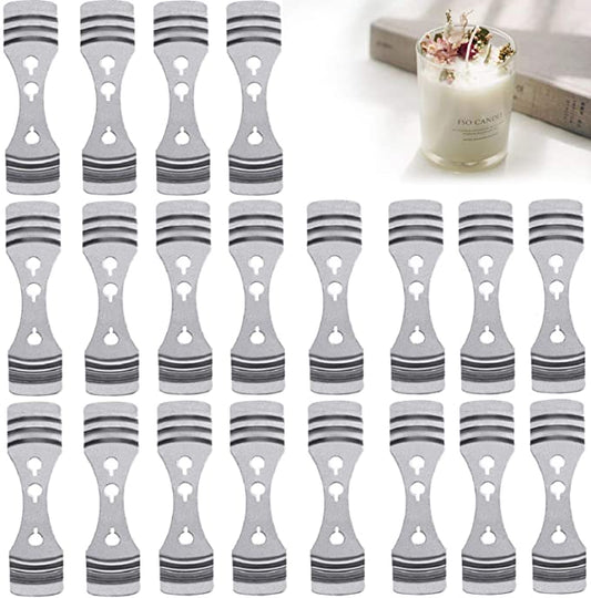 DINGPAI 20pcs Metal Candle Wick Centering Devices, Silver Stainless Steel Candle Wick Holder for Candle Making image 0
