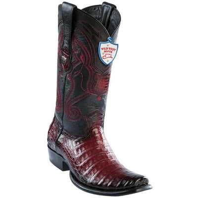 WILD WEST BOOTS #2798243 MEN'S | COLOR FADED BURGUNDY | MEN'S WILD WEST WIDE SQUARE TOE CAIMAN BELLY BOOTS HANDCRAFTED image 0