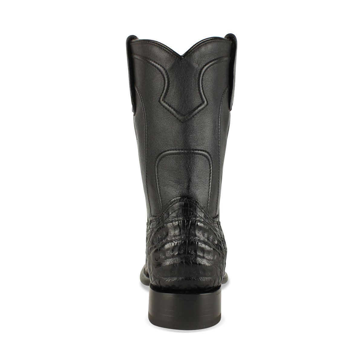Los Altos Boots Mens #698205 Roper Style | Caiman Belly Boots Handcrafted | Color Black image 1