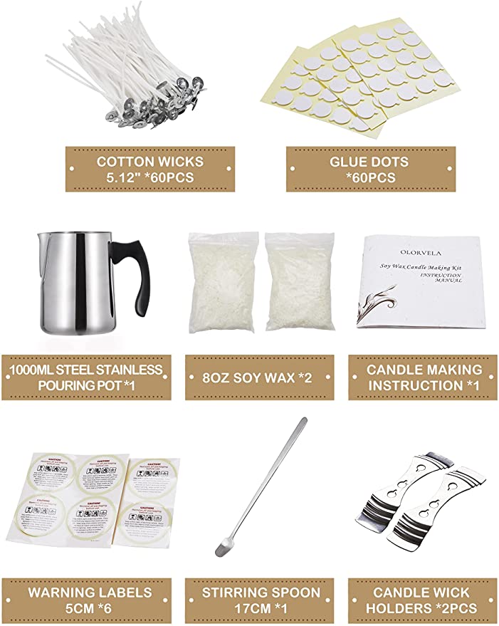 olorvela Soy Candle Making Kit for Adults with Soy Wax Flakes &amp; Candle Wax Melting Pot, Candle Making Supplies with Instructions image 5