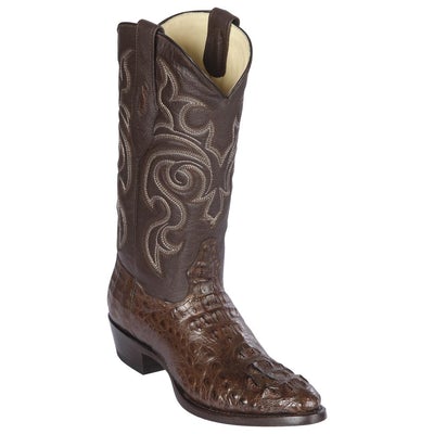 LOS ALTOS BOOTS MENS #650207 ROUND TOE | GENUINE CAIMAN HORNBACK BOOTS HANDCRAFTED | COLOR BROWN image 0