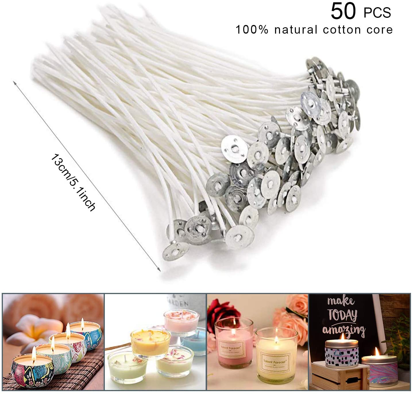DINGPAI Candle Making Supplies, DIY Candles Craft Tools Including Candle Make Pouring Pot, Candle Wicks, Candle Wicks Sticker, 3-Hole Candle Wicks Holder, Candle Tins and Spoon image 2