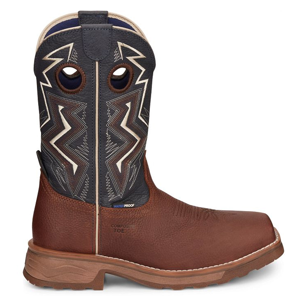 Tony Lamas Men's Footwear Work Force 11" Wide Square Composite Toe Waterproof Work Boot Color Dark  Brown image 2