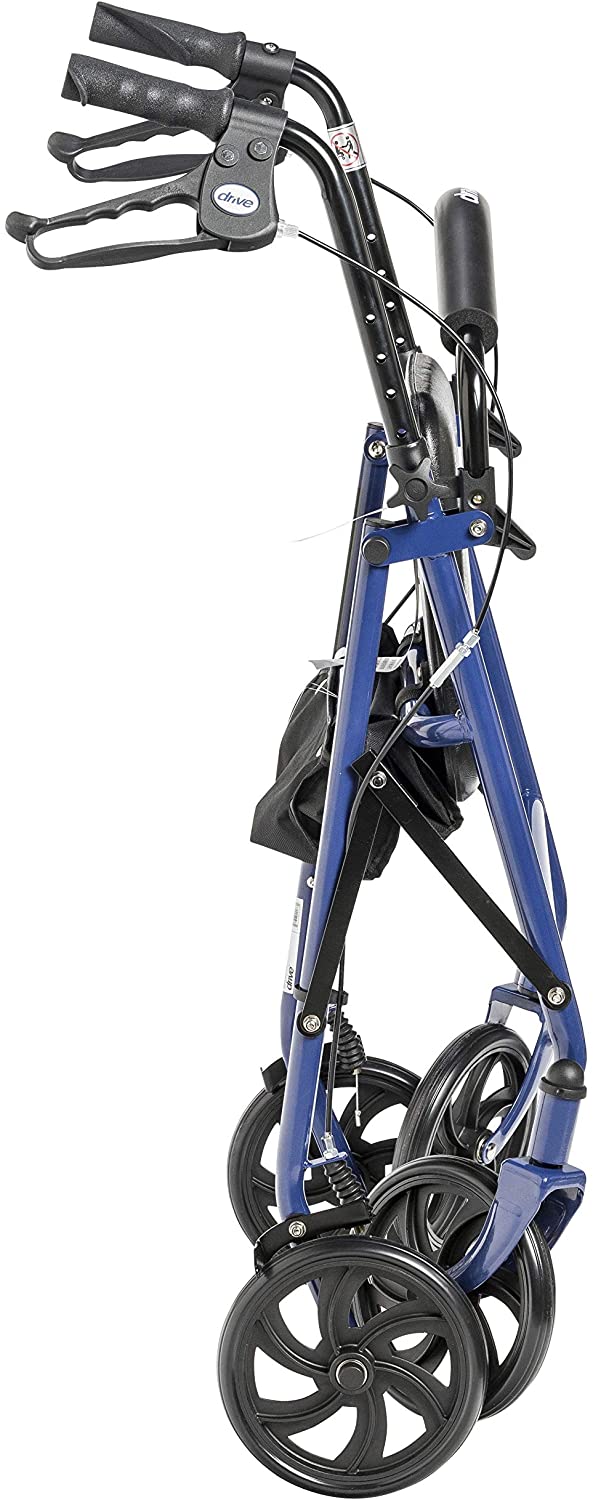 Drive Medical 10257BL-1 4-Wheel Rollator Walker With Seat &amp; Removable Back Support, Blue image 3