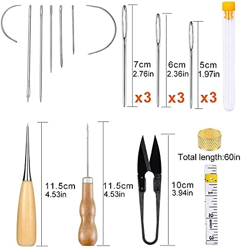 Leather Sewing Kit, Leather Working Tools and Supplies, Leather Working Kit with Large-Eye Stitching Needles, Waxed Thread, Leather Upholstery Repair Kit, Leather Sewing Tools for DIY Leather Craft image 3
