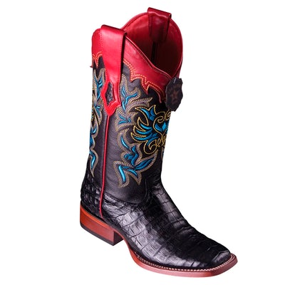 WOMEN’S LOS ALTOS CAIMAN BELLY BOOTS WIDE SQUARE TOE HANDCRAFTED | COLOR BLACK (3228205) image 0