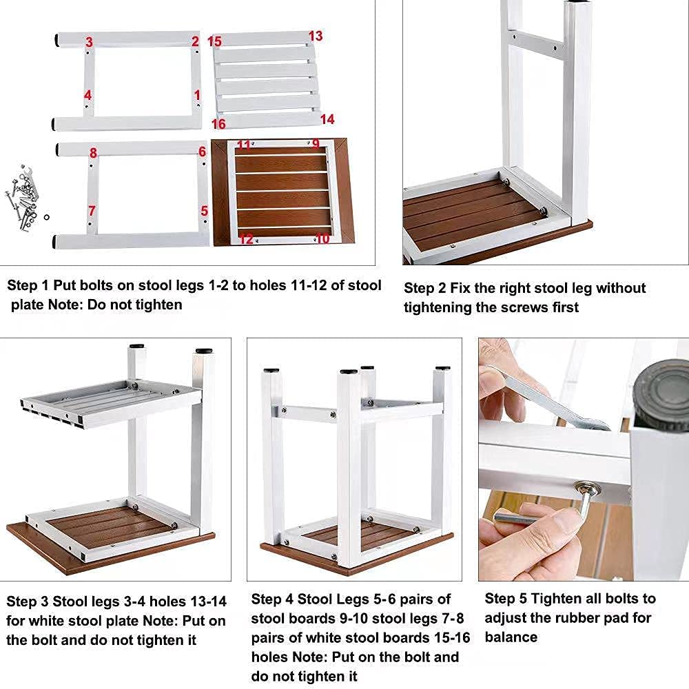 Shower Bench, Bath Stool with Adjustable Height Spa Sauna Seat with 2-Tier Storage Shelf, Maintenance-Free, Rubber Feet for 300 lbs Weight Capacity image 1