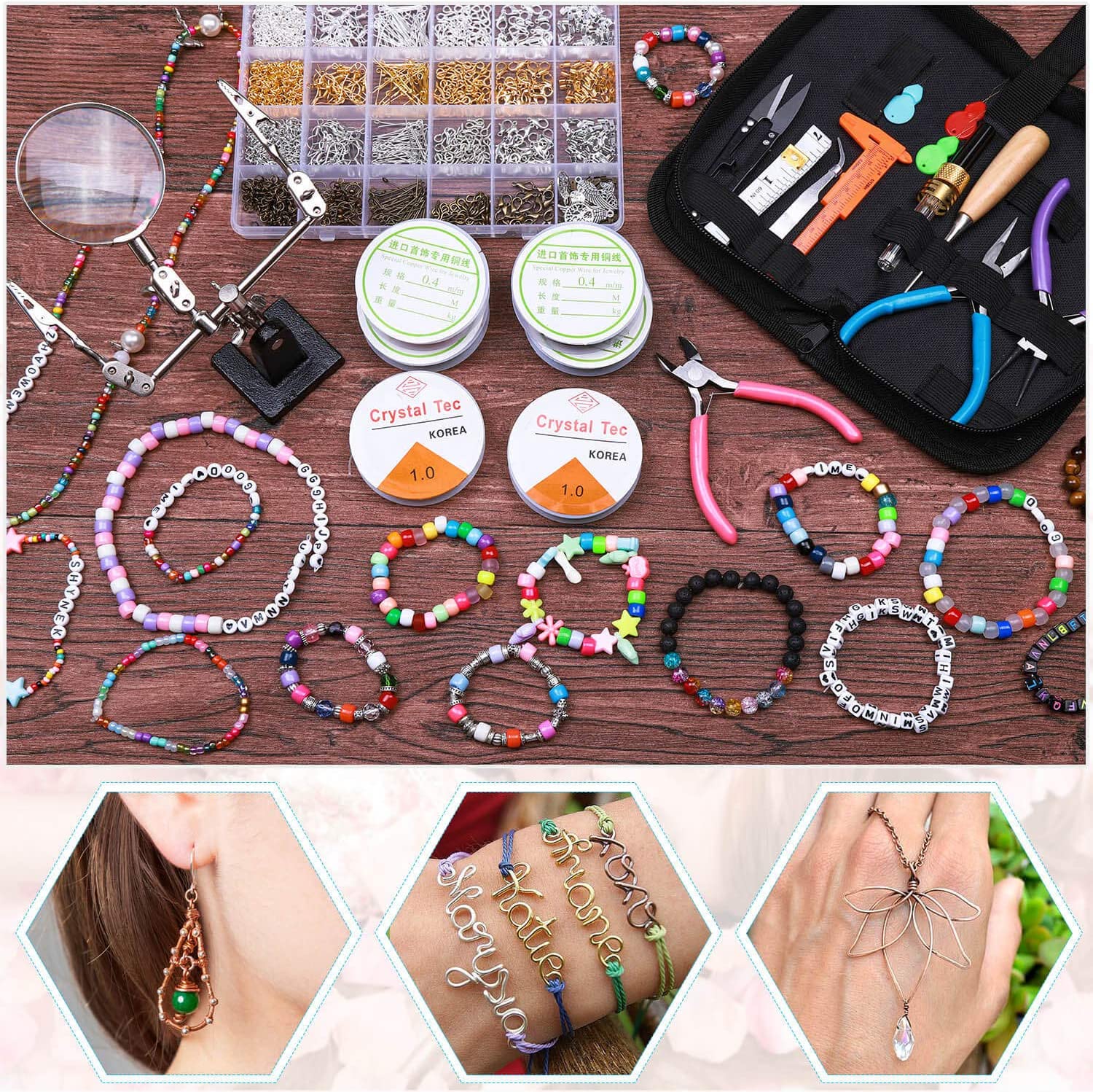 Jewelry Making Supplies, Shynek 1597pcs Jewelry Kit with Jewelry Pliers Tools Jewelry Wire and Jewelry Accessories for Earrings, Necklaces, Bracelets Jewelry Making and Repair image 6