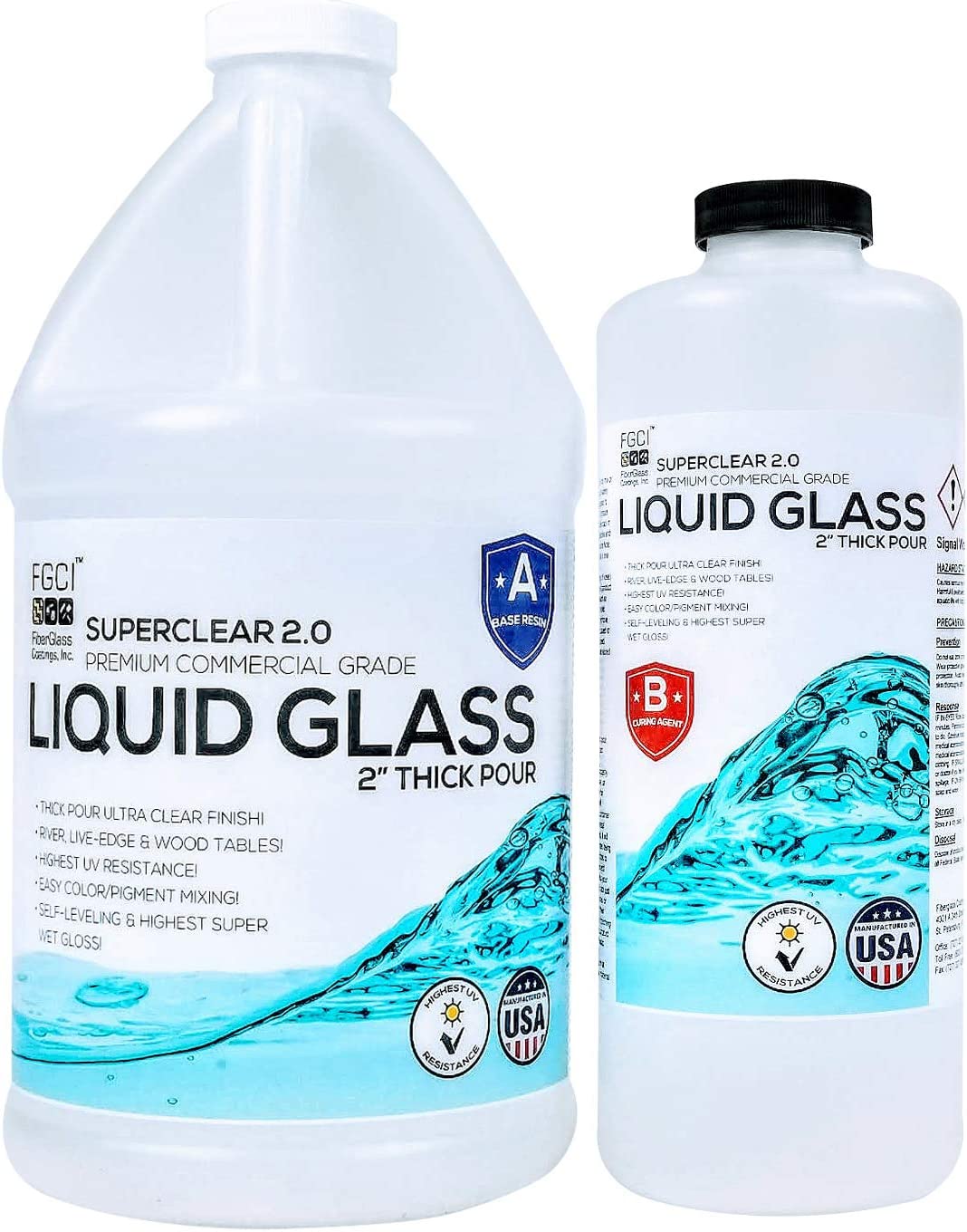 Deep Pour Epoxy Resin Kit Crystal Clear Liquid Glass 2 to 4 Inches Food Grade Safe Clear Epoxy Resin, Single Pour, Live Edge, River Tables and Wood Filler- 0.75 Gallon Clear Casting Resin Kit 2:1 image 0