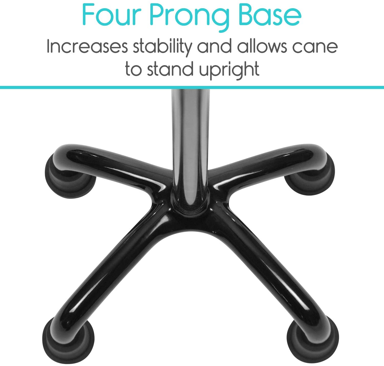 Vive Carbon Fiber Quad Cane - Ultra Lightweight Walking Stick For Men, Women - Adjustable Ergonomic Grip Handle - Nonslip Four Prong Rubber Tips For Right, Left Stability Support - Mobility Travel Aid image 3