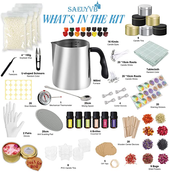 Candle Making Kit with Wax Melter Plate for DIY Candle Making, 1lbs Organic Soy Candle Wax, Enough to Make 10 Candles, with Candle Making Supplies, Wax Melting Pot, and Instructions image 1