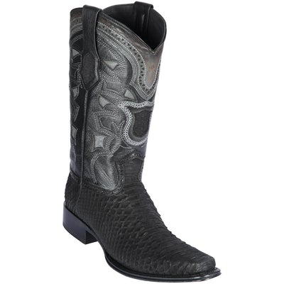 LOS ALTOS BOOTS MENS #76N5705 EUROPEAN SQUARE TOE | GENUINE PYTHON LEATHER BOOTS | COLOR SUEDE BLACK image 0