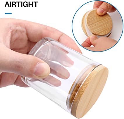 15 Pack, 6 OZ Thick Glass Jars with Airtight Bamboo Lids and Sticky Labels, Clear Empty Candle Jars for Making Candles, Spice Jars, Sample Container - Dishwash Safe image 1