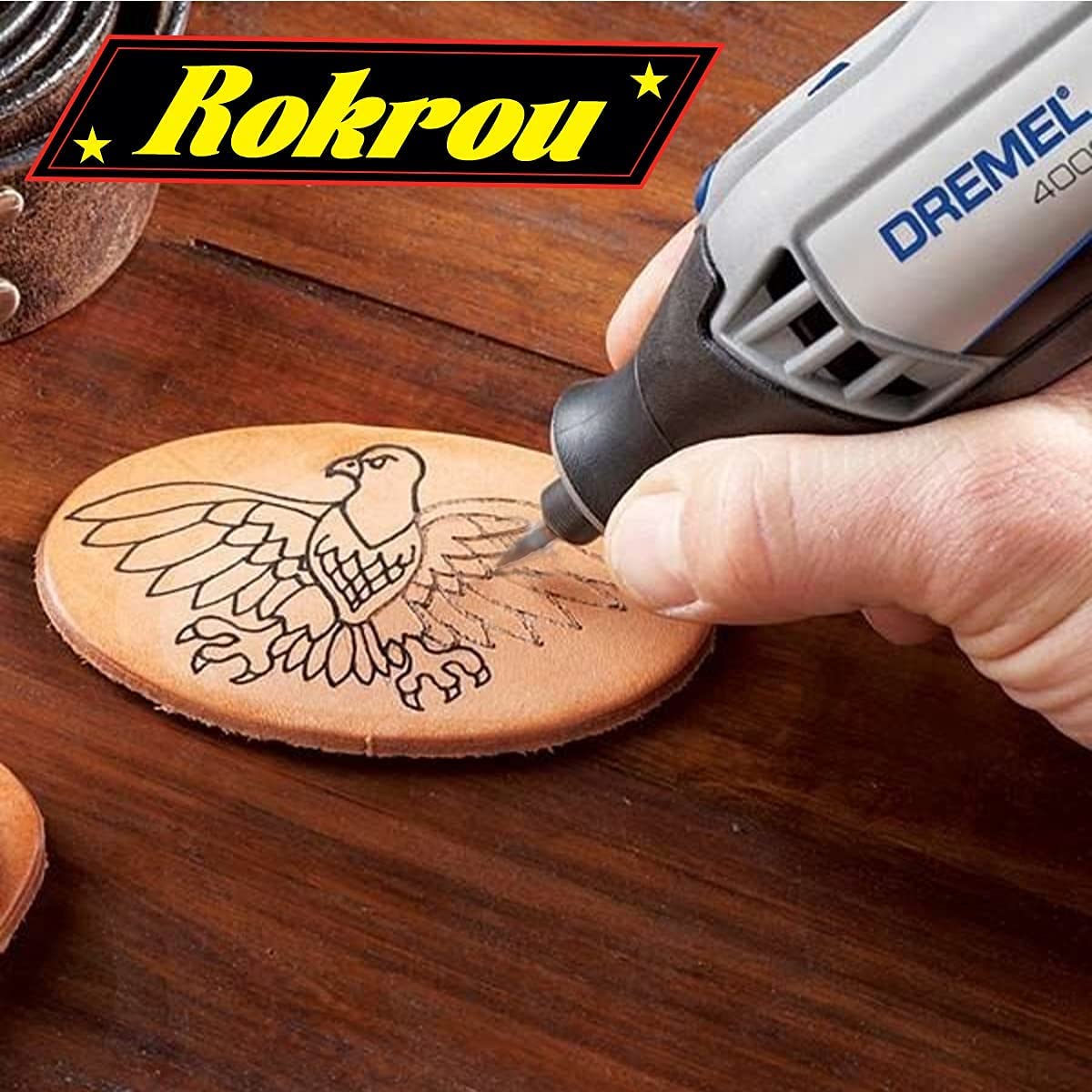 Rokrou Carbide Double Cut for Dremel carving bits, rotary tool, 20 Pcs Rotary Burr Set with 1/8” Shank and 1/4" Head Length for, Woodworking, Engraving, Metal Carving, Drilling, Polishing image 5