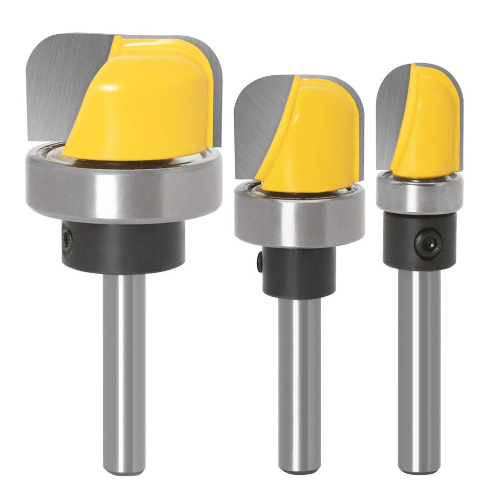 Yakamoz 3Pcs 1/4 Inch Shank Bowl and Tray Template Router Bit Set with Ball Bearing Dish Carving Router Bits Wood Cutter Woodworking Tool image 0
