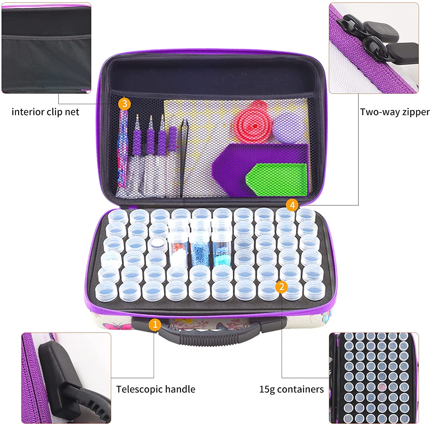 BEIFUMEI Diamond Painting Storage Containers 60 Slot Diamond Storage Case Diamond Painting Accessories 5D Diamond Painting Tools DIY Art Craft Jewelry Beads Rhinestones Organizer Box image 1