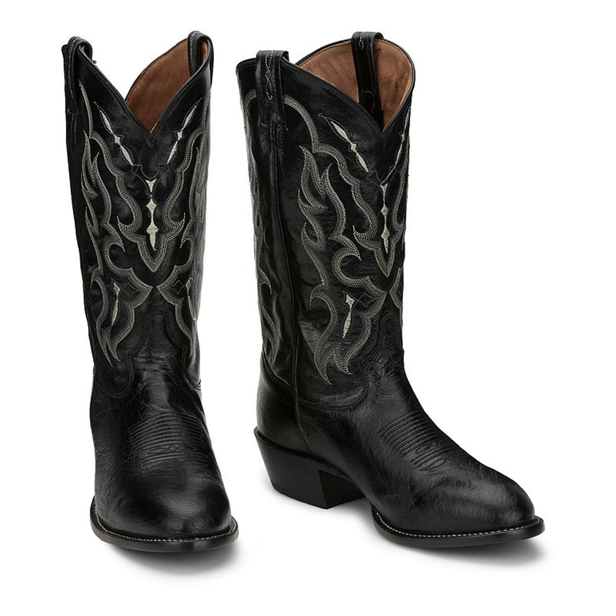 Tony Lamas Boots Men's Footwear Western Bonham 13" Smooth Ostrich Western Boot Color Black image 0