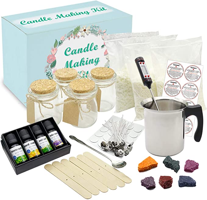 Complete DIY Candle Making Kit Supplies - Full Beginners Soy Candle Making Kit Including Soybean Wax, Dyes, Wicks, Pot, Tins &amp; More image 0
