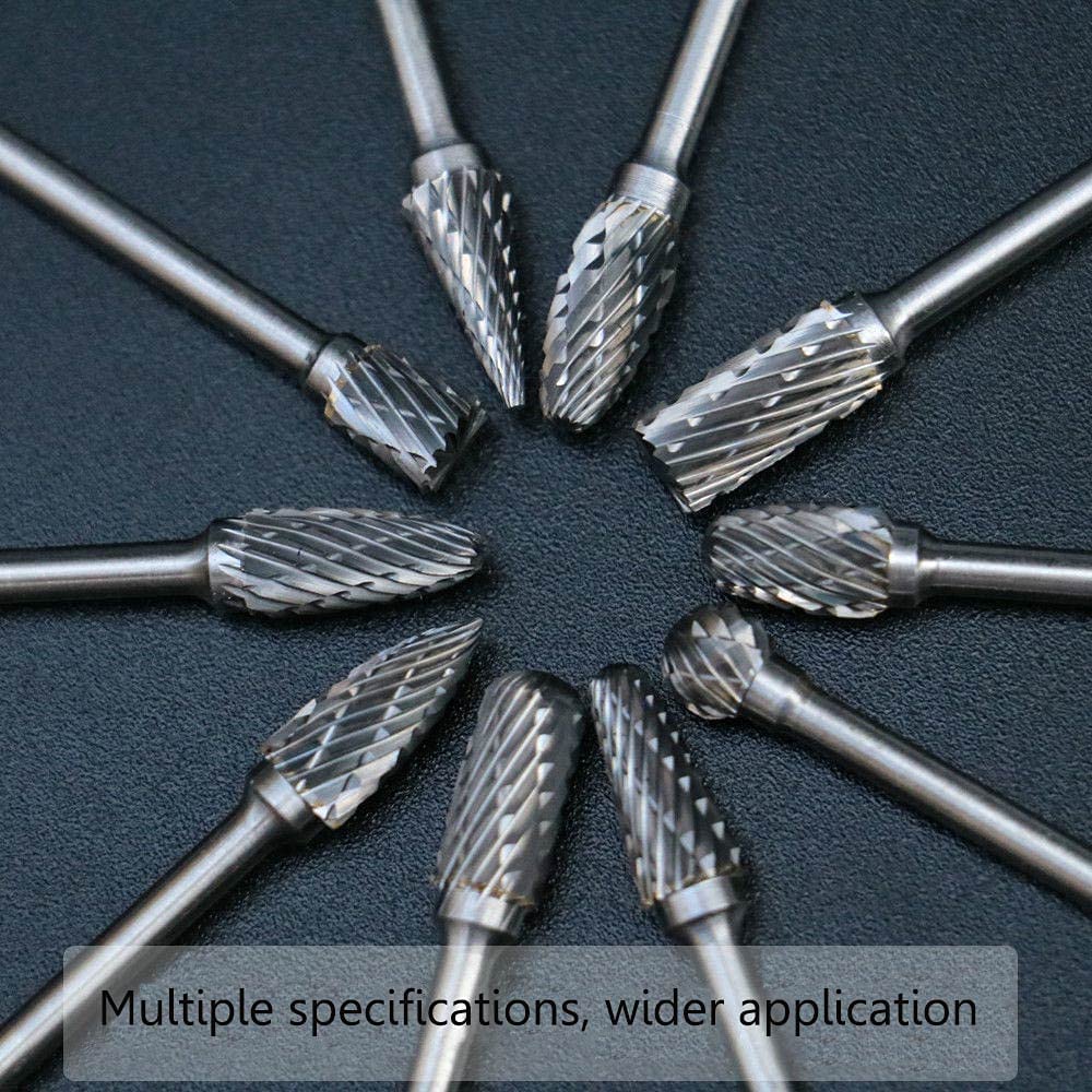 Tungsten Carbide Rotary Burr Set with 1/8" Shank, Double Cut Carving Bits for Rotary Tool Accessories for DIY Woodworking, Polishing, Drilling image 5