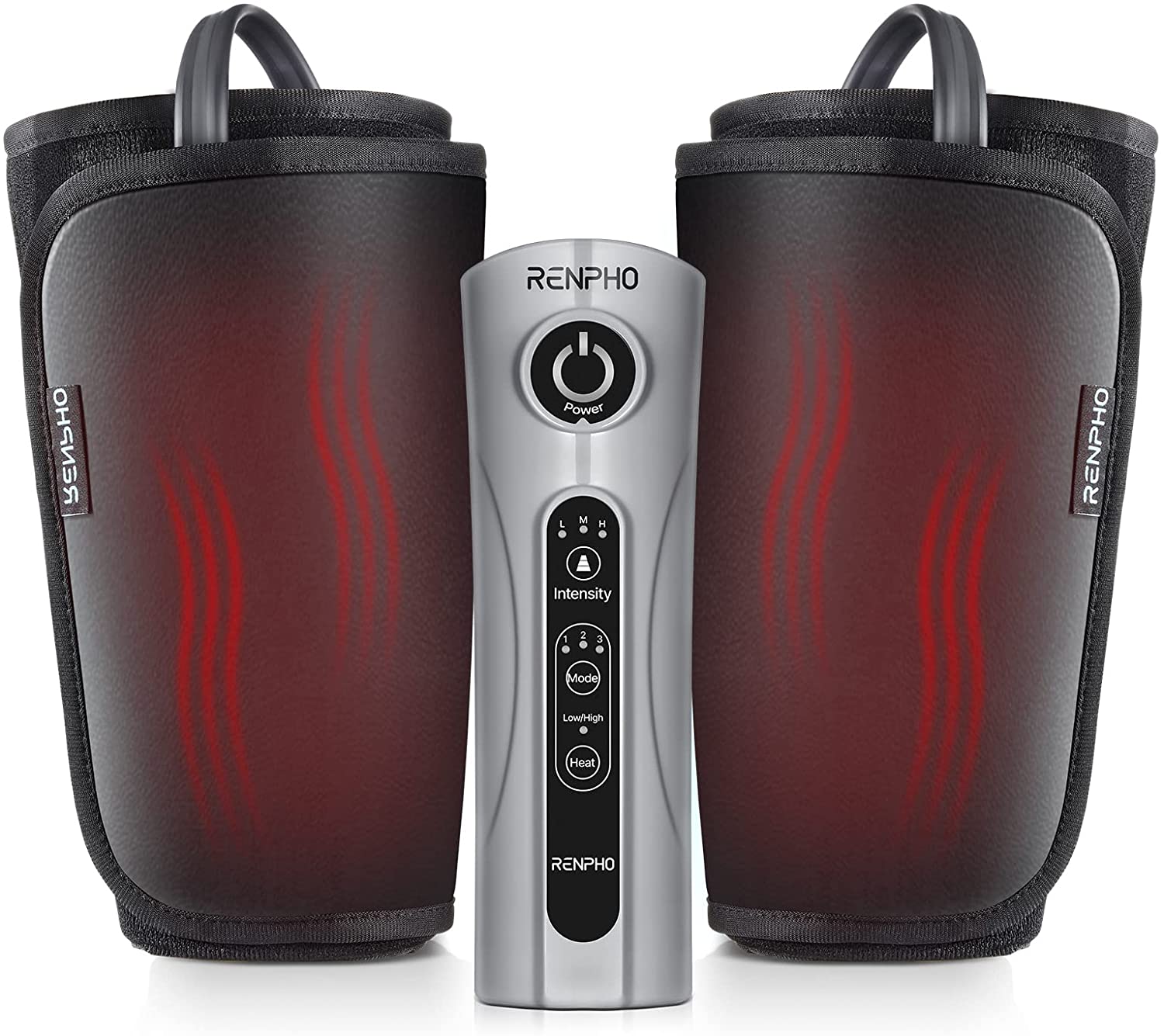 Renpho Leg Massager with Heat, Pu Leather Easy to Clean, Calf Thigh Foot Massage, Adjustable Wrap fit Most Size, 2 Heating, 3 Modes, 3 Intensities, Gifts for Men Women Dad Mom image 0